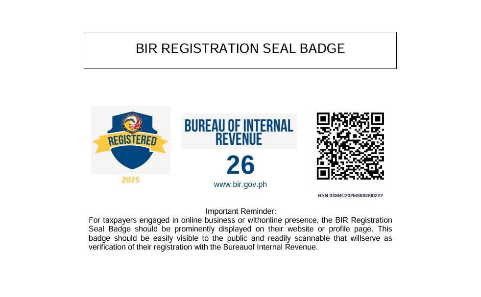 BIR Registration Seal Badge with QR code for verifying Sixthgear's registration with the Bureau of Internal Revenue